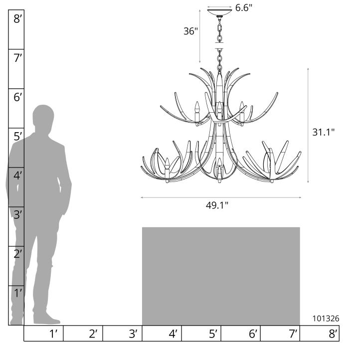 Hubbardton Forge 101326 Caribou 9-Light Tiered Chandelier