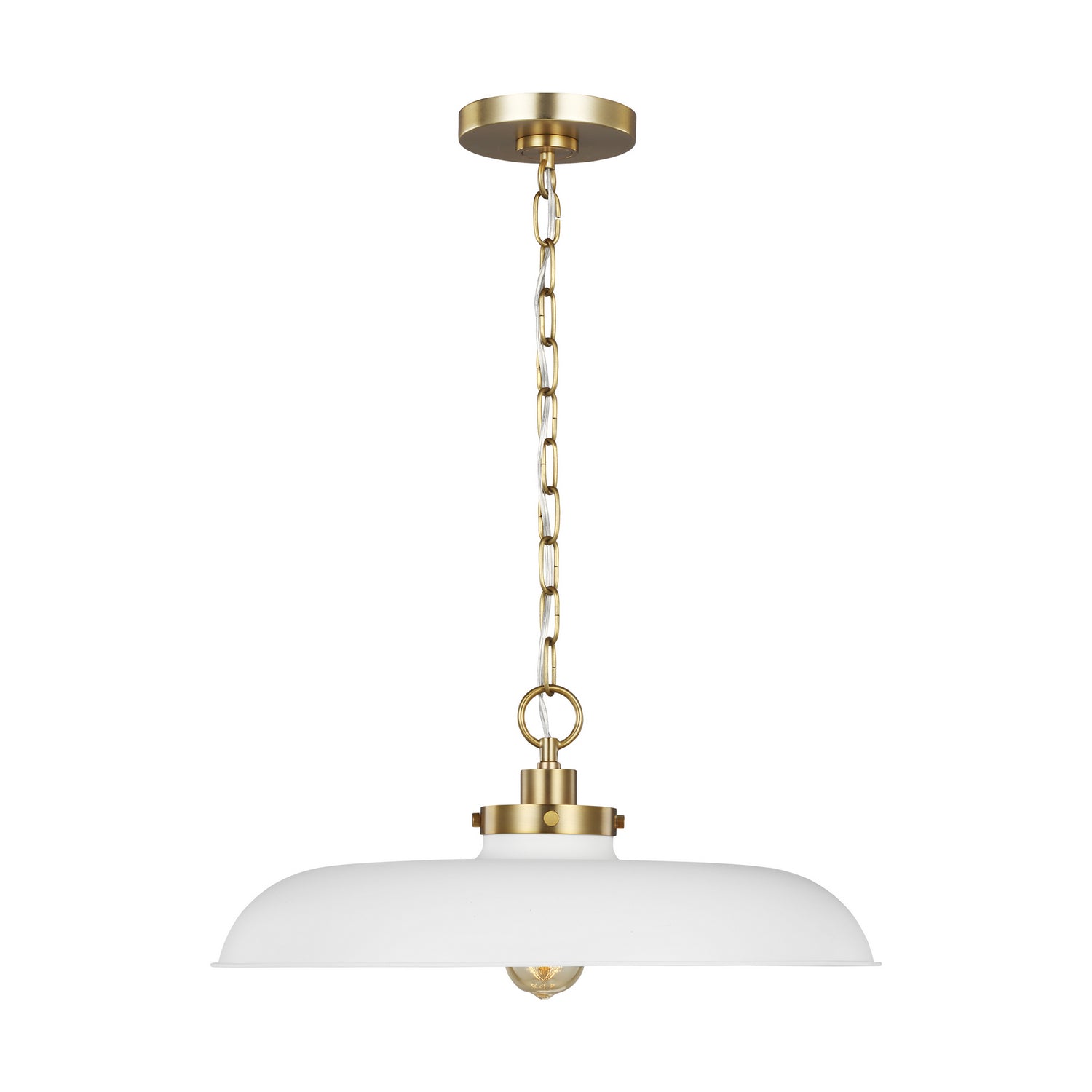 Visual Comfort Studio Canada - CP1231MWTBBS - One Light Pendant - Wellfleet - Matte White and Burnished Brass