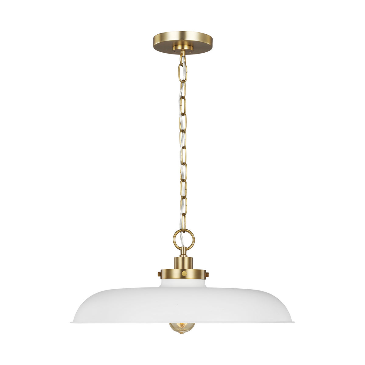 Visual Comfort Studio Canada - CP1231MWTBBS - One Light Pendant - Wellfleet - Matte White and Burnished Brass