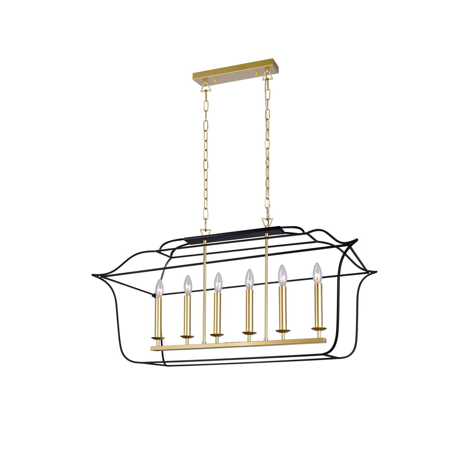 CWI Lighting Canada - 1223P36-6-602 - Six Light Island/Pool Table Chandelier - Tudor - Satin Gold & Black