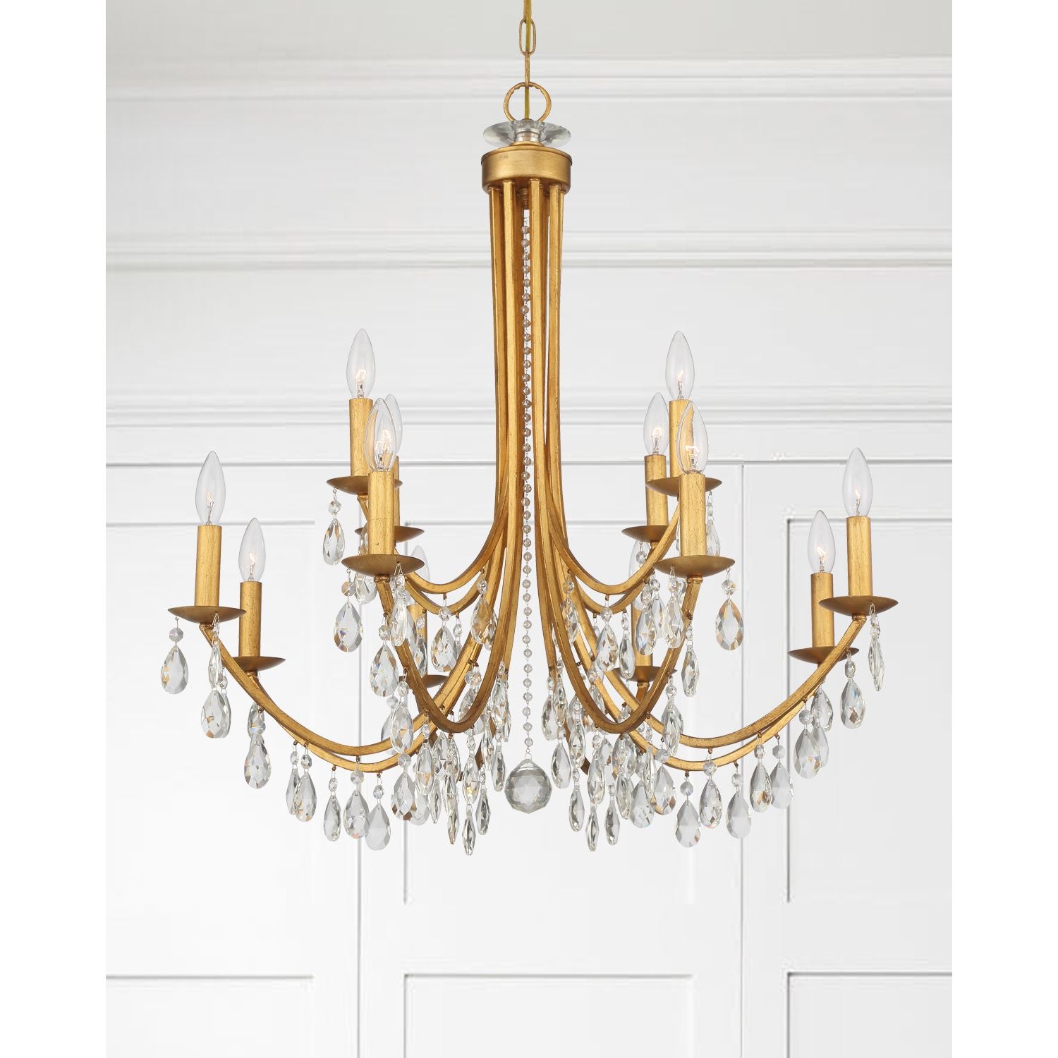 Crystorama - 8829-GA-CL-MWP - 12 Light Chandelier - Bridgehampton - Antique Gold