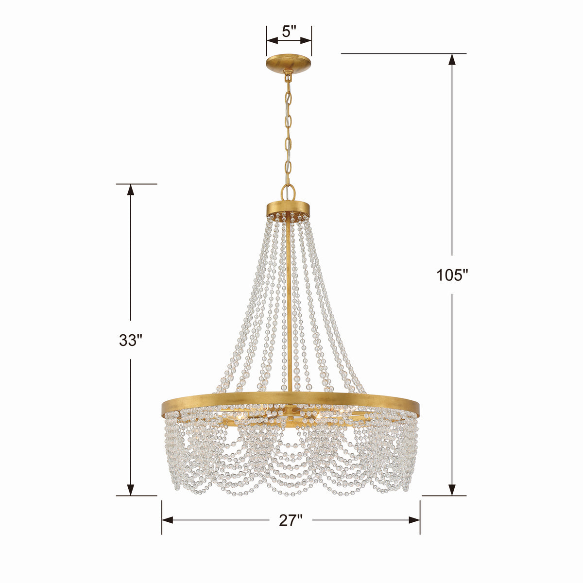 Crystorama - FIO-A9104-GA-CL - Quatre lumières Suspendu - Fiona - Or antique