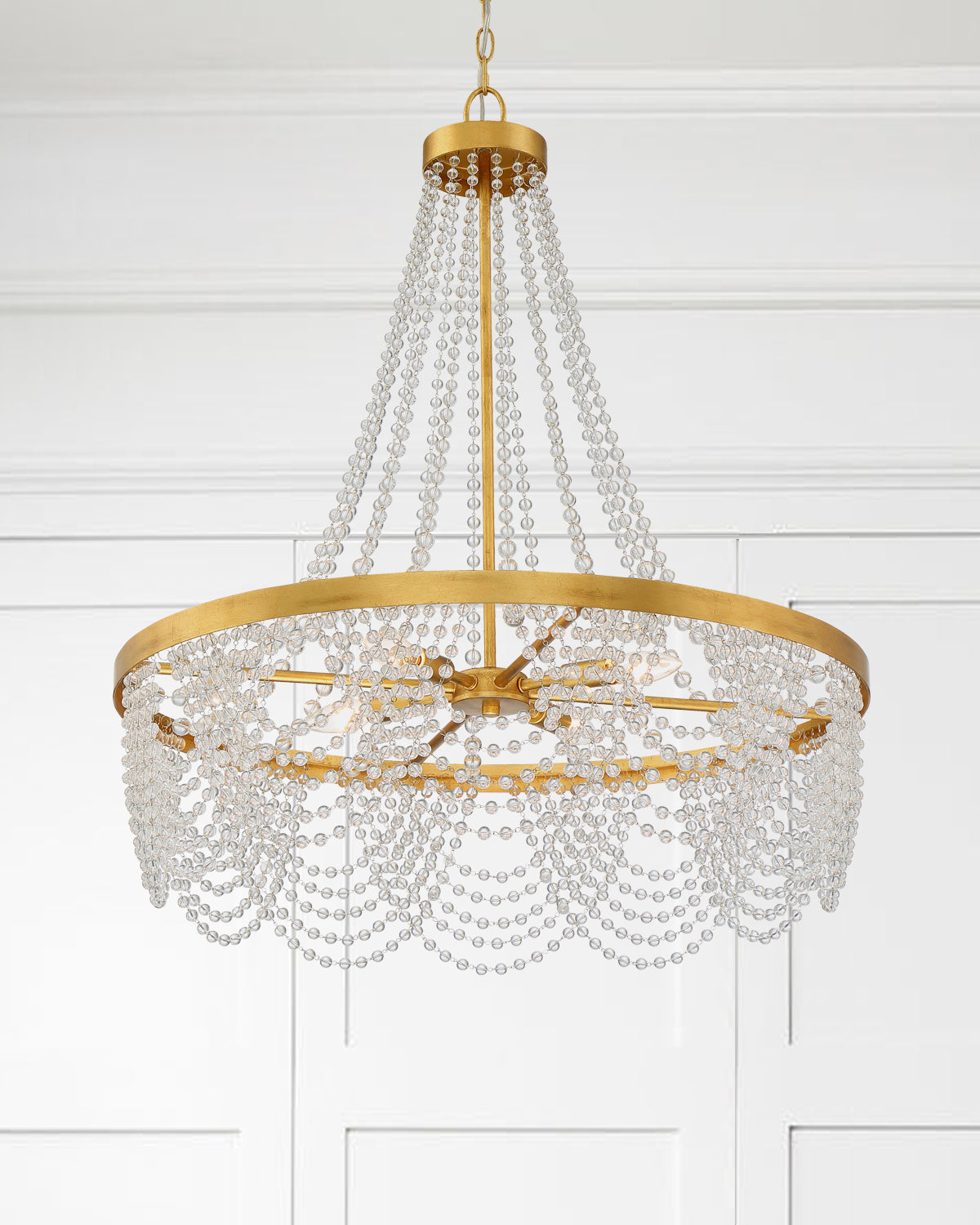 Crystorama - FIO-A9104-GA-CL - Quatre lumières Suspendu - Fiona - Or antique