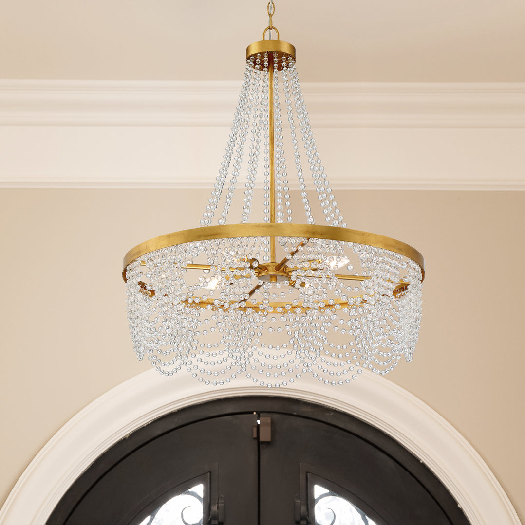 Crystorama - FIO-A9104-GA-CL - Quatre lumières Suspendu - Fiona - Or antique