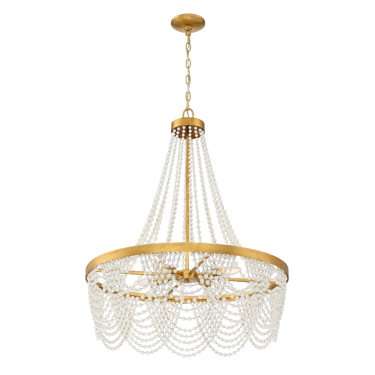 Crystorama - FIO-A9104-GA-WH - Quatre lumières Suspendu - Fiona - Or antique