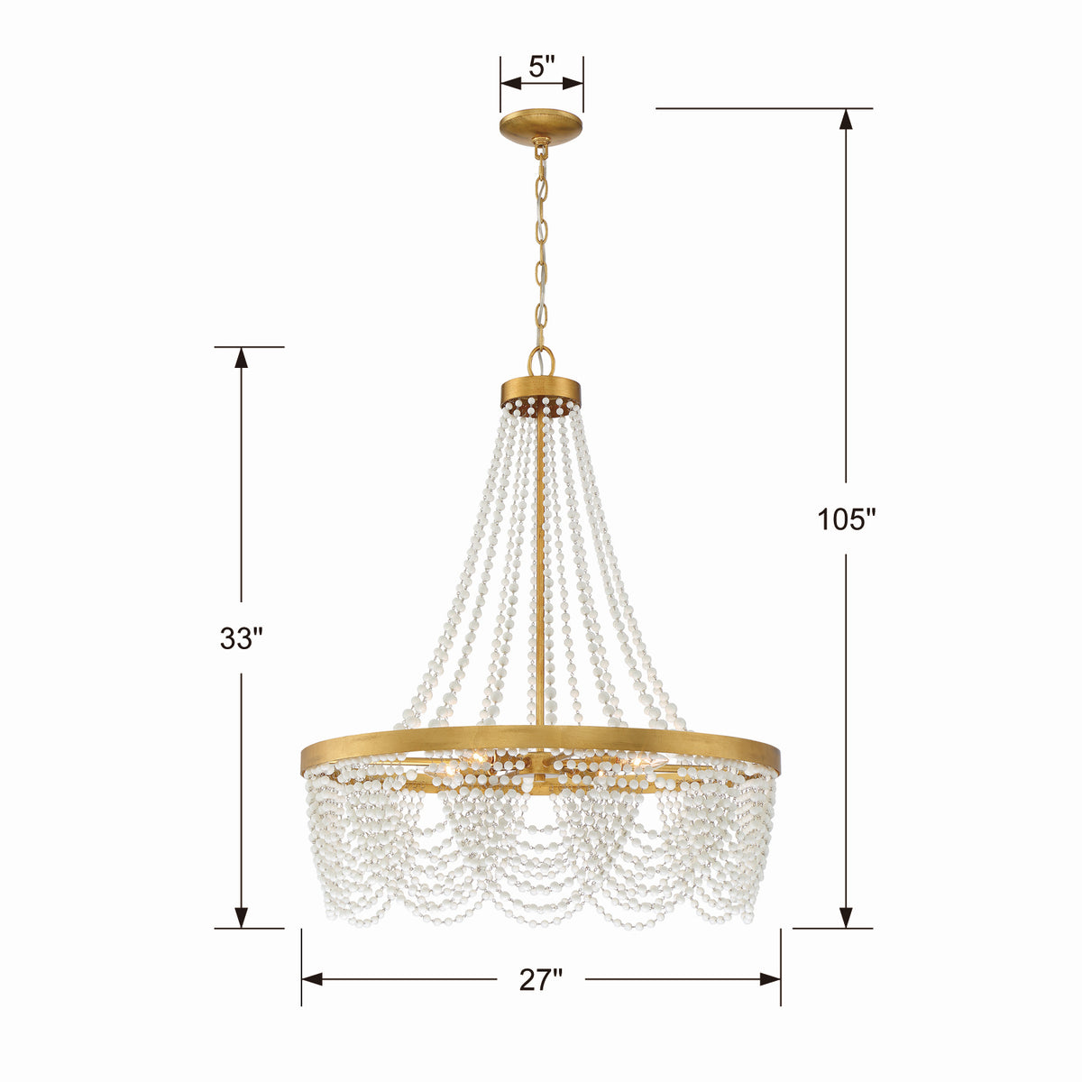 Crystorama - FIO-A9104-GA-WH - Quatre lumières Suspendu - Fiona - Or antique