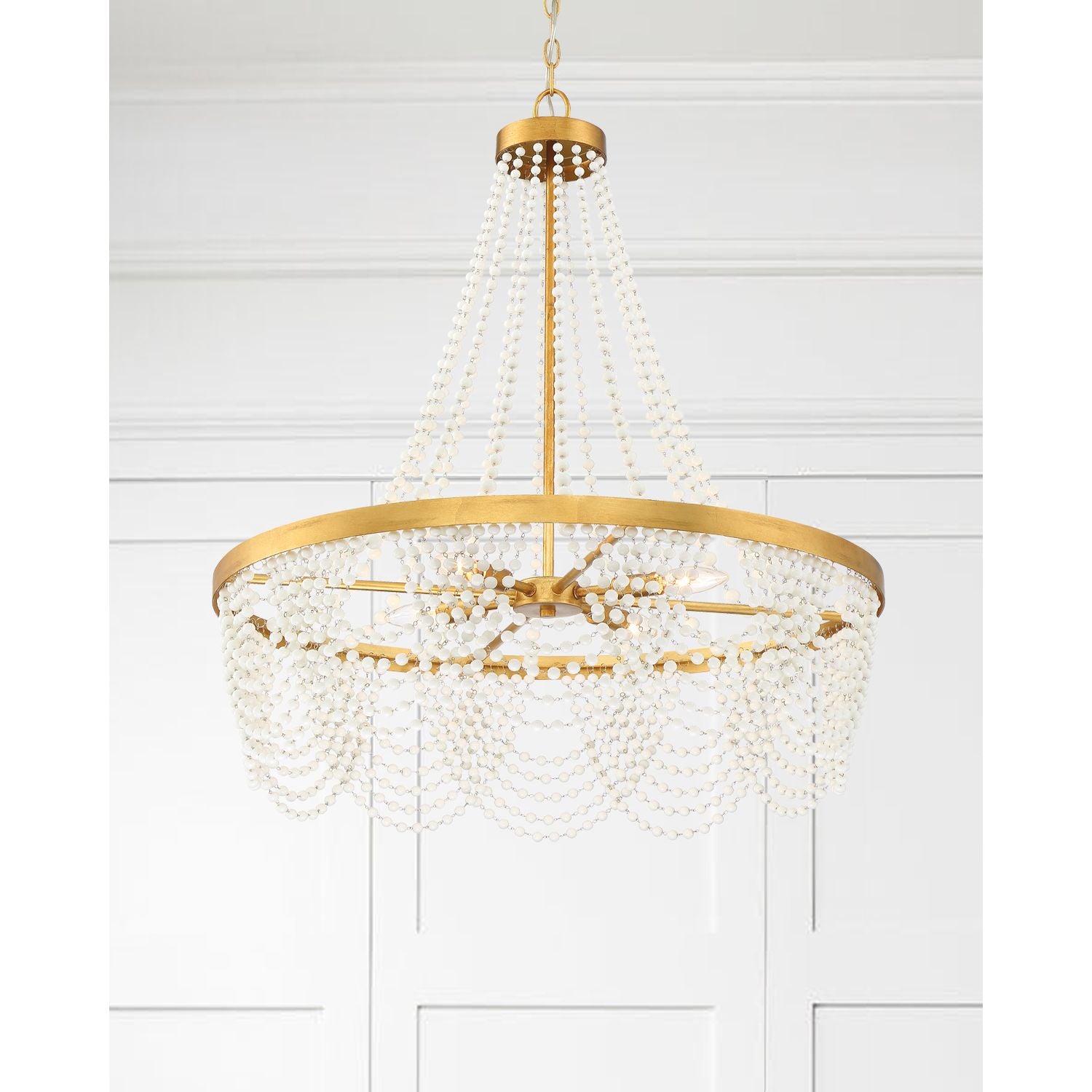 Crystorama - FIO-A9104-GA-WH - Four Light Chandelier - Fiona - Antique Gold