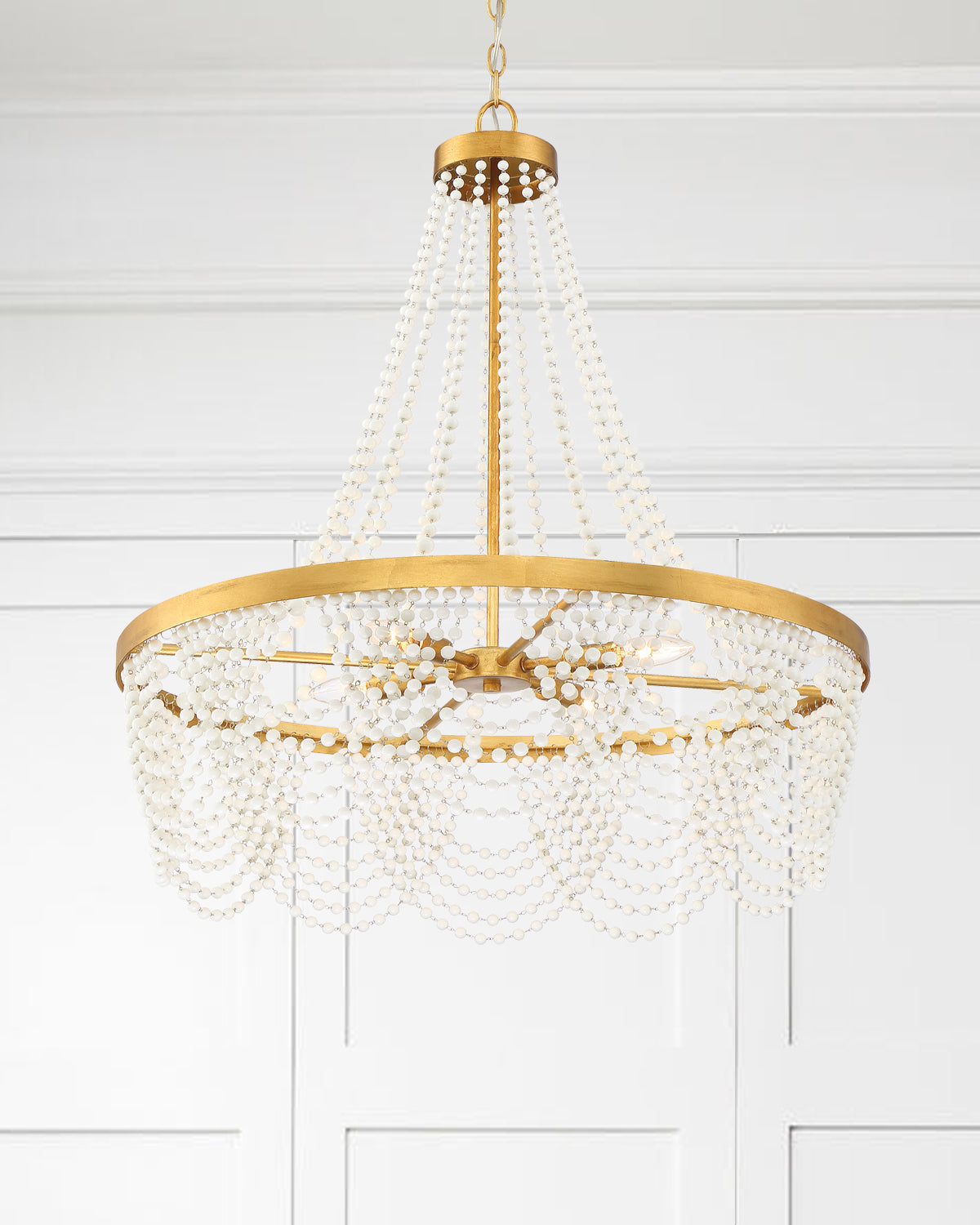 Crystorama - FIO-A9104-GA-WH - Quatre lumières Suspendu - Fiona - Or antique
