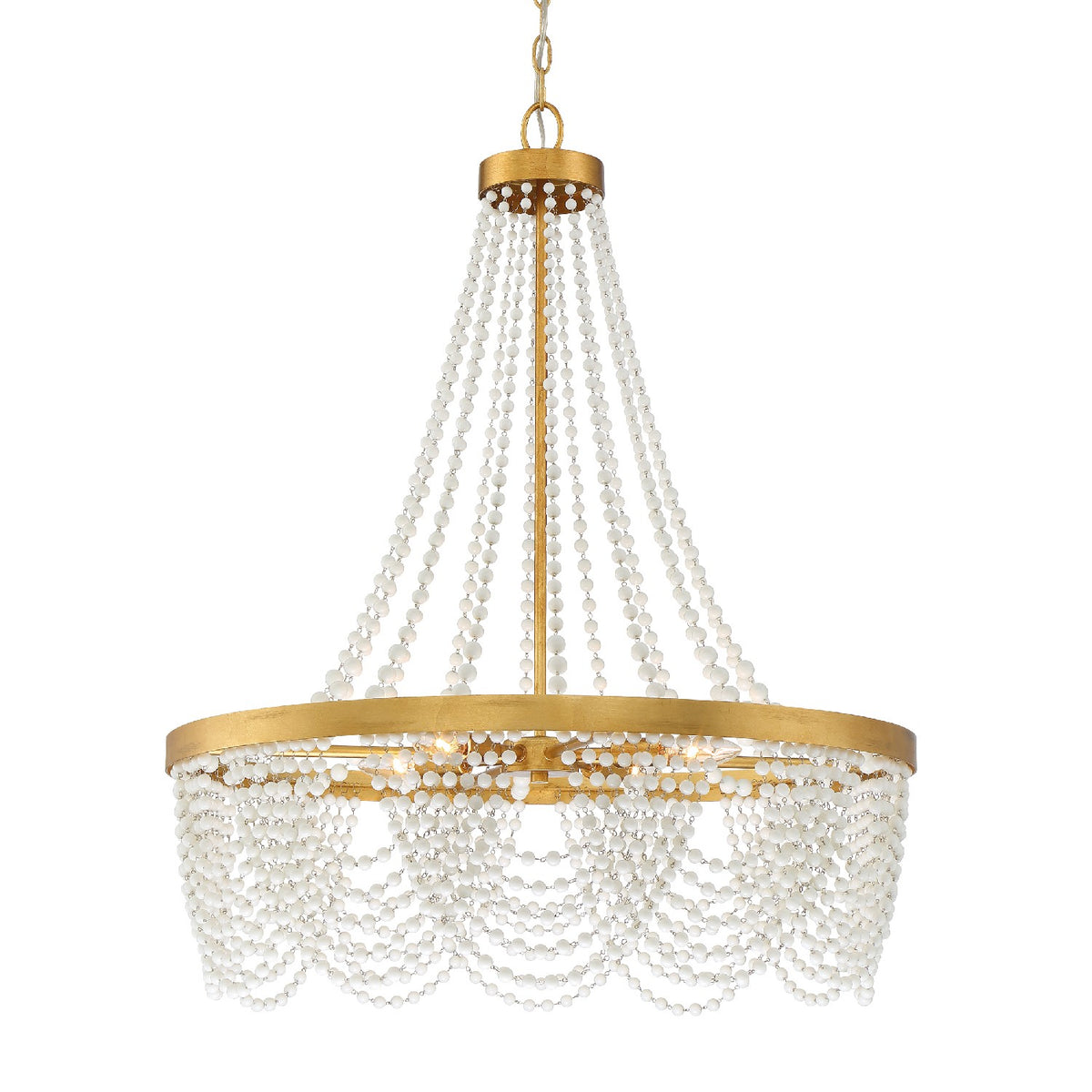 Crystorama - FIO-A9104-GA-WH - Quatre lumières Suspendu - Fiona - Or antique