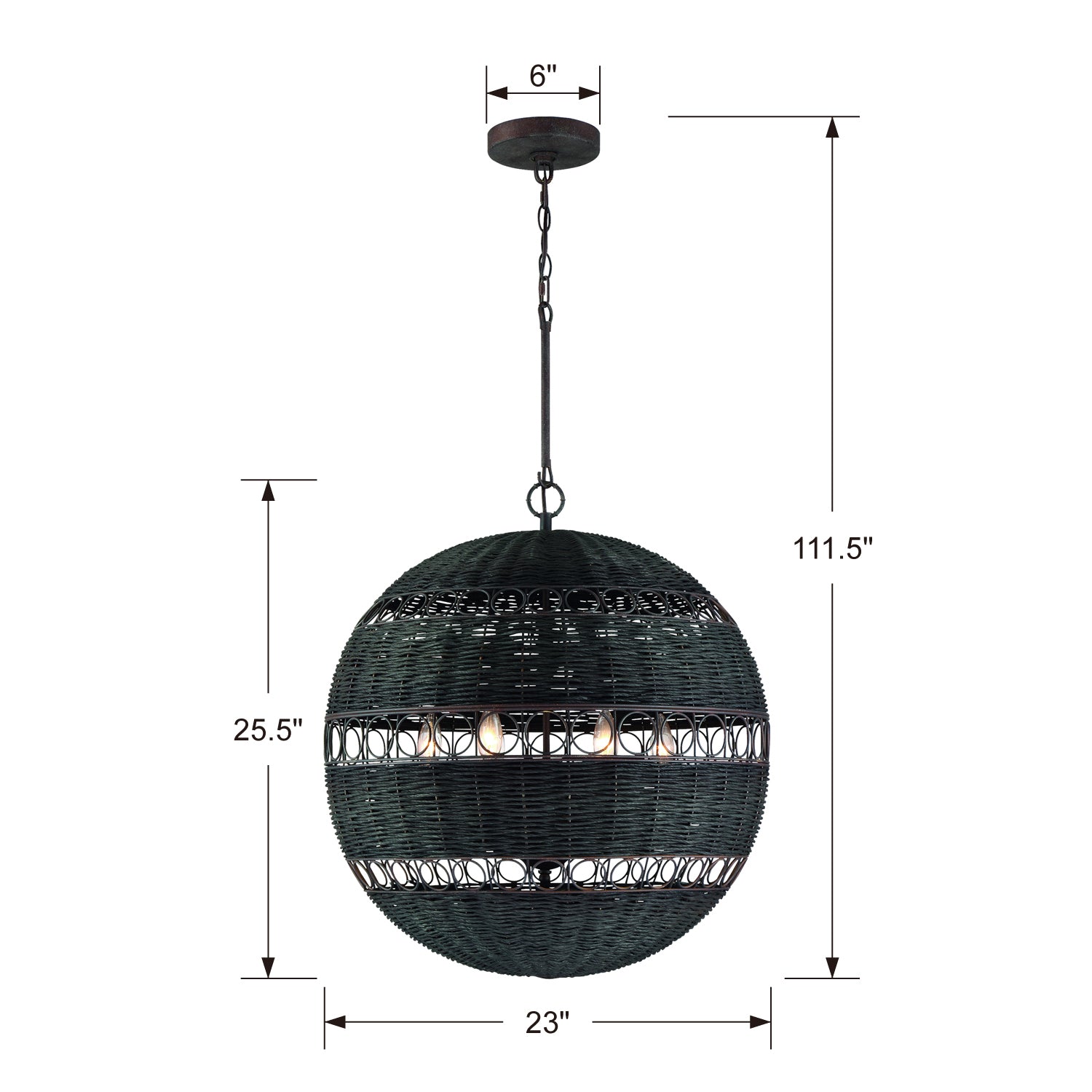 Crystorama - REM-A5036-FB - Six lumières Suspendu - Remy - Bronze forgé