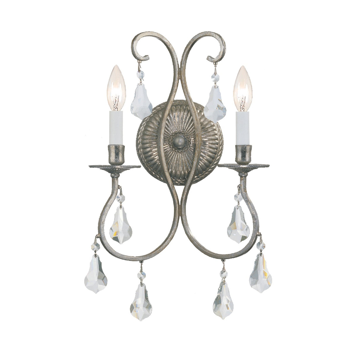 Crystorama - 5012-OS-CL-S - Two Light Wall Mount - Ashton - Olde Silver
