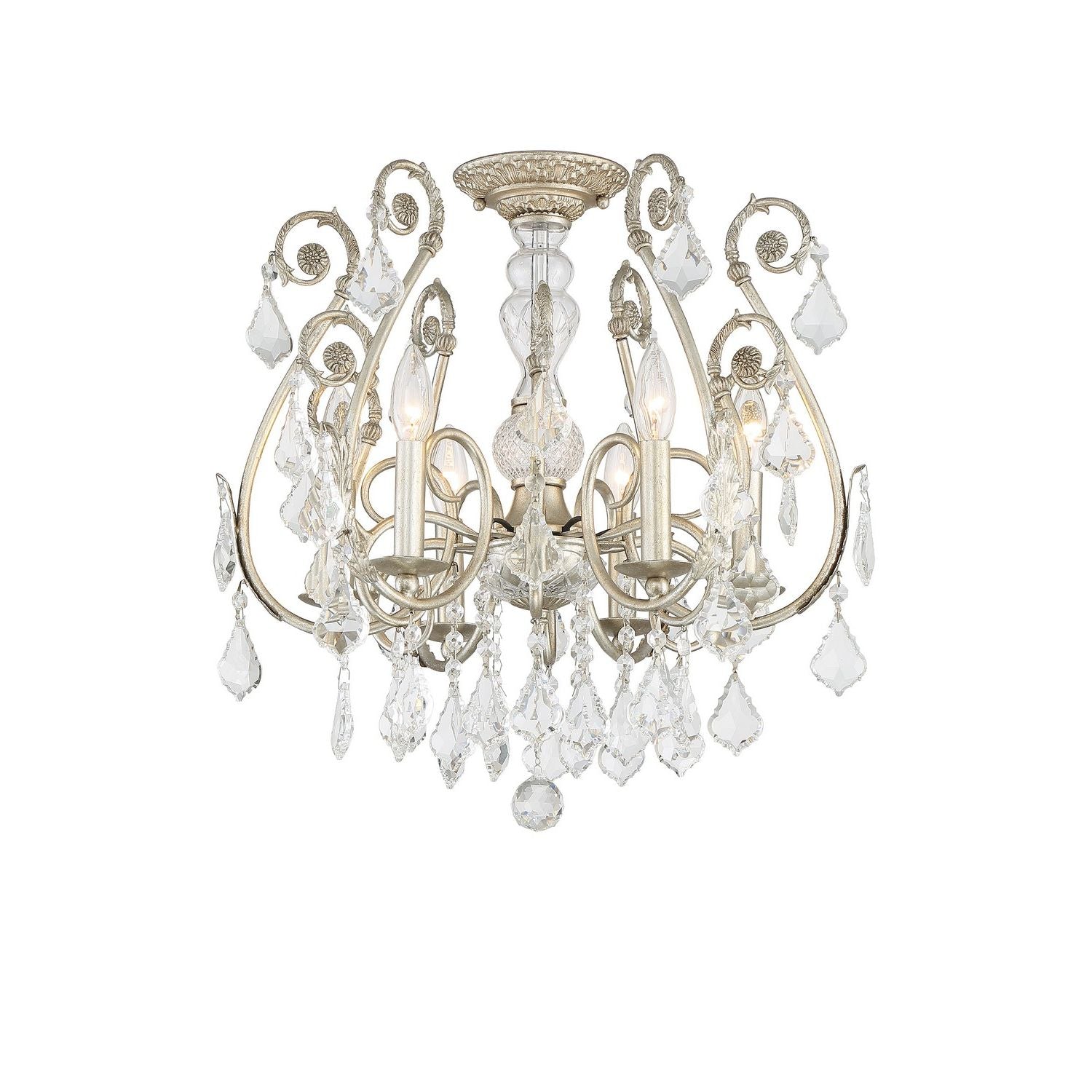 Crystorama - 5115-OS-CL-MWP_CEILING - Semi-reflex à six lumières Plafonnier - Regis - Olde Silver