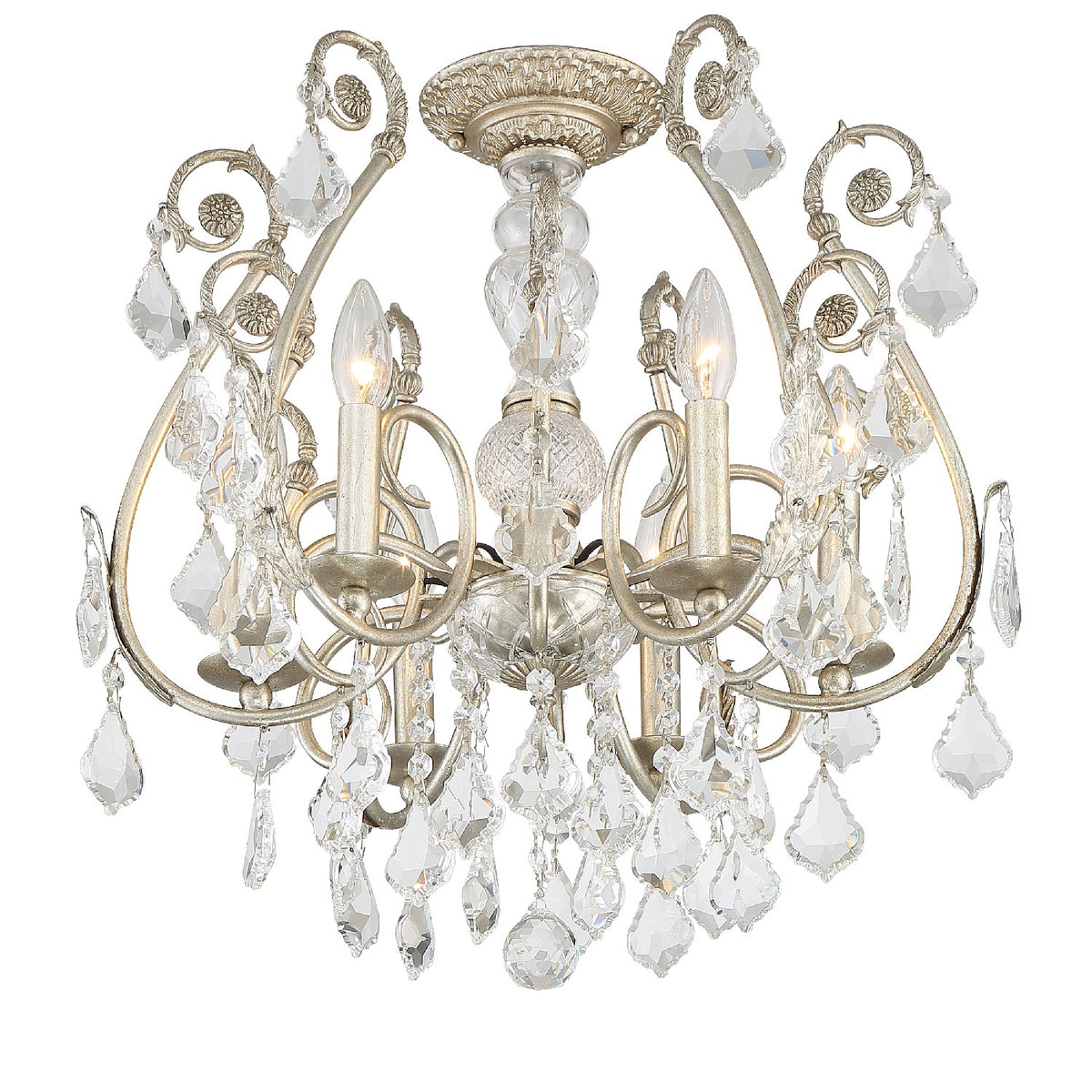 Crystorama - 5115-OS-CL-MWP_CEILING - Semi-reflex à six lumières Plafonnier - Regis - Olde Silver