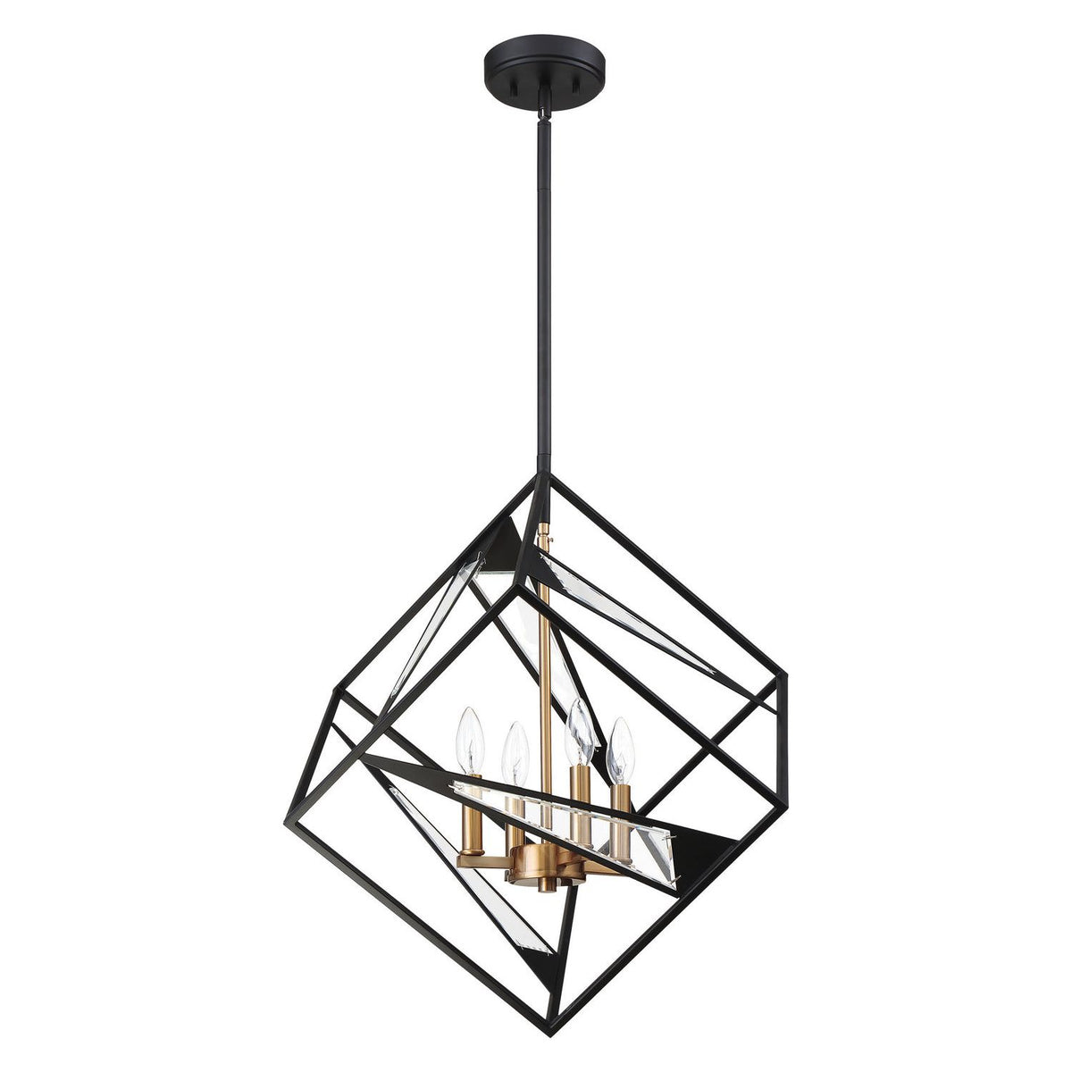Eglo Canada - 204586A - Four Light Suspension - Corrientes - Matte Black & Brushed Gold