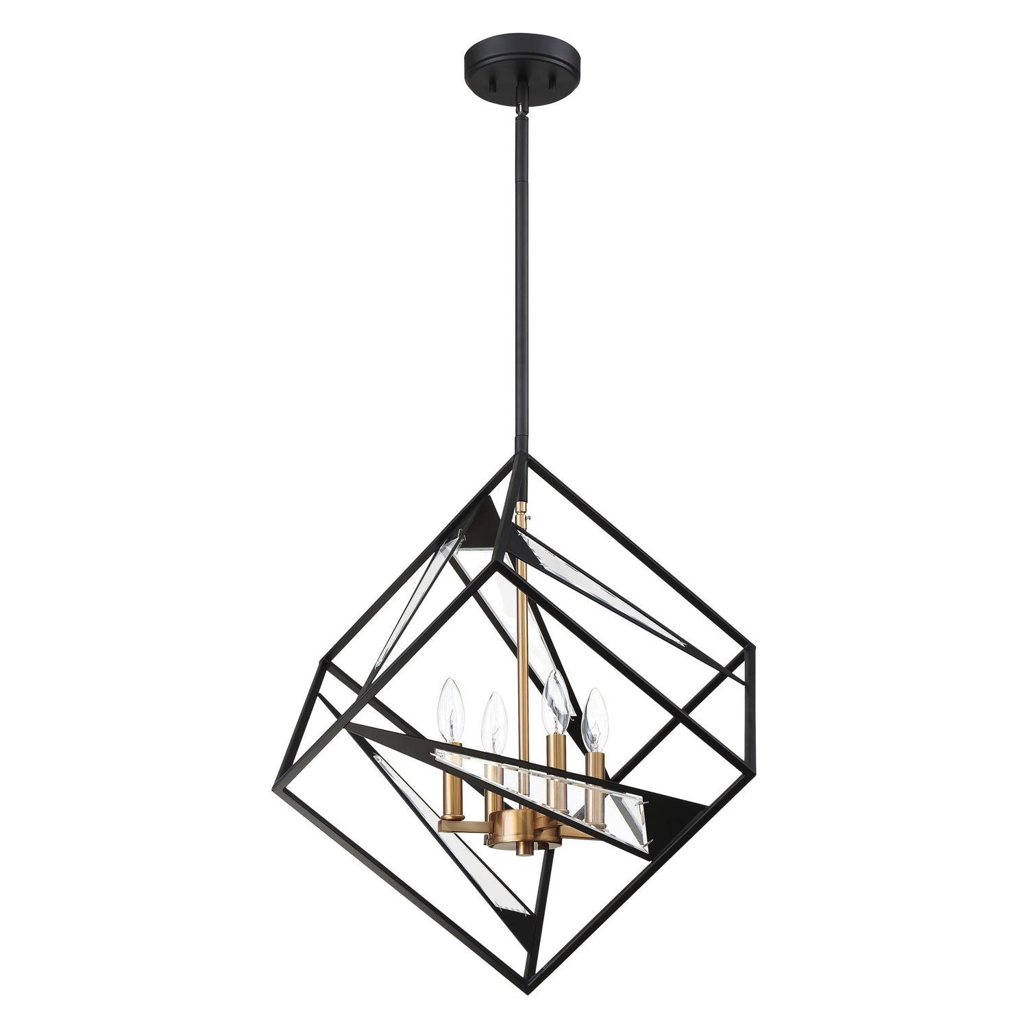 Eglo Canada - 204586A - Four Light Suspension - Corrientes - Matte Black & Brushed Gold