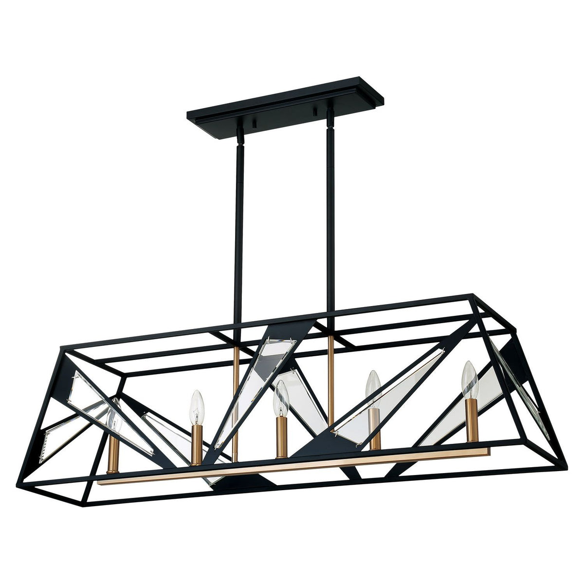 Eglo Canada - 204589A - Five Light Suspension - Corrientes - Matte Black & Brushed Gold