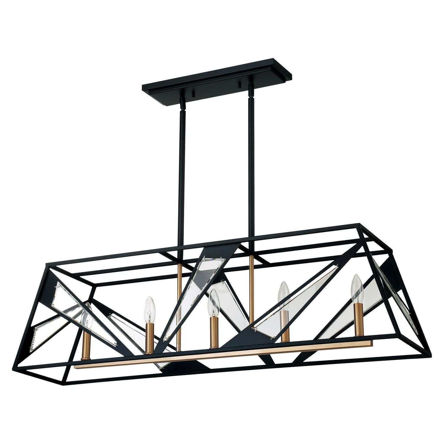Eglo Canada - 204589A - Five Light Suspension - Corrientes - Matte Black & Brushed Gold
