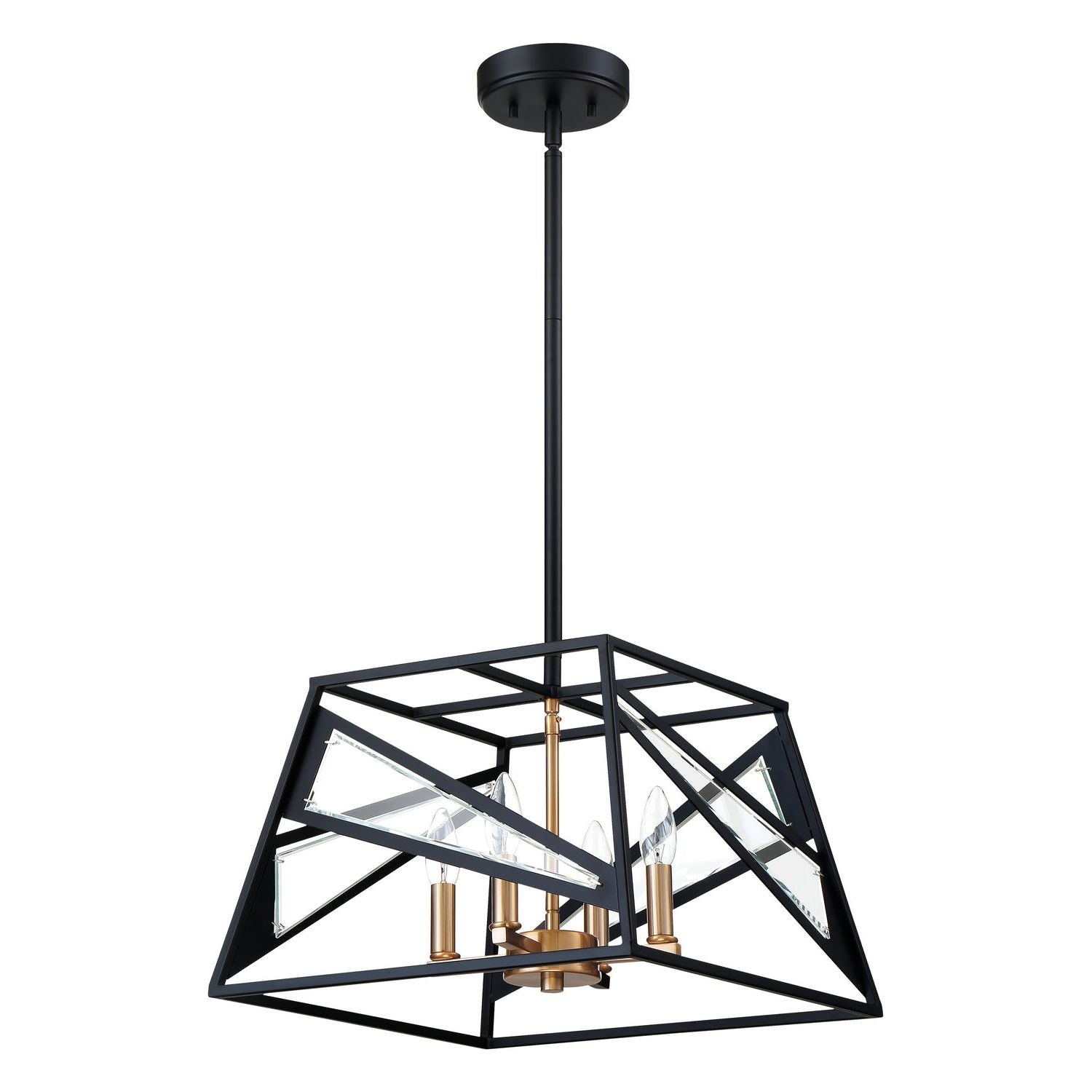 Eglo Canada - 204594A - Four Light Suspension - Corrientes - Matte Black & Brushed Gold