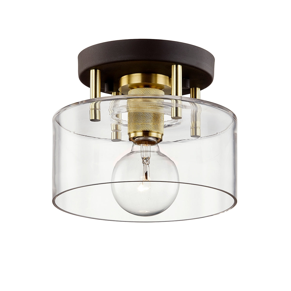 Troy Lighting Canada - C7540-BRZ/BBA - One Light Semi-Flush Mount - Bergamot Station - Bronze/Brushed Brass