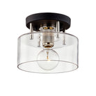Troy Lighting Canada - C7550-TBK/PN - One Light Semi-Flush Mount - Bergamot Station - Textured Black & Polish Nickel