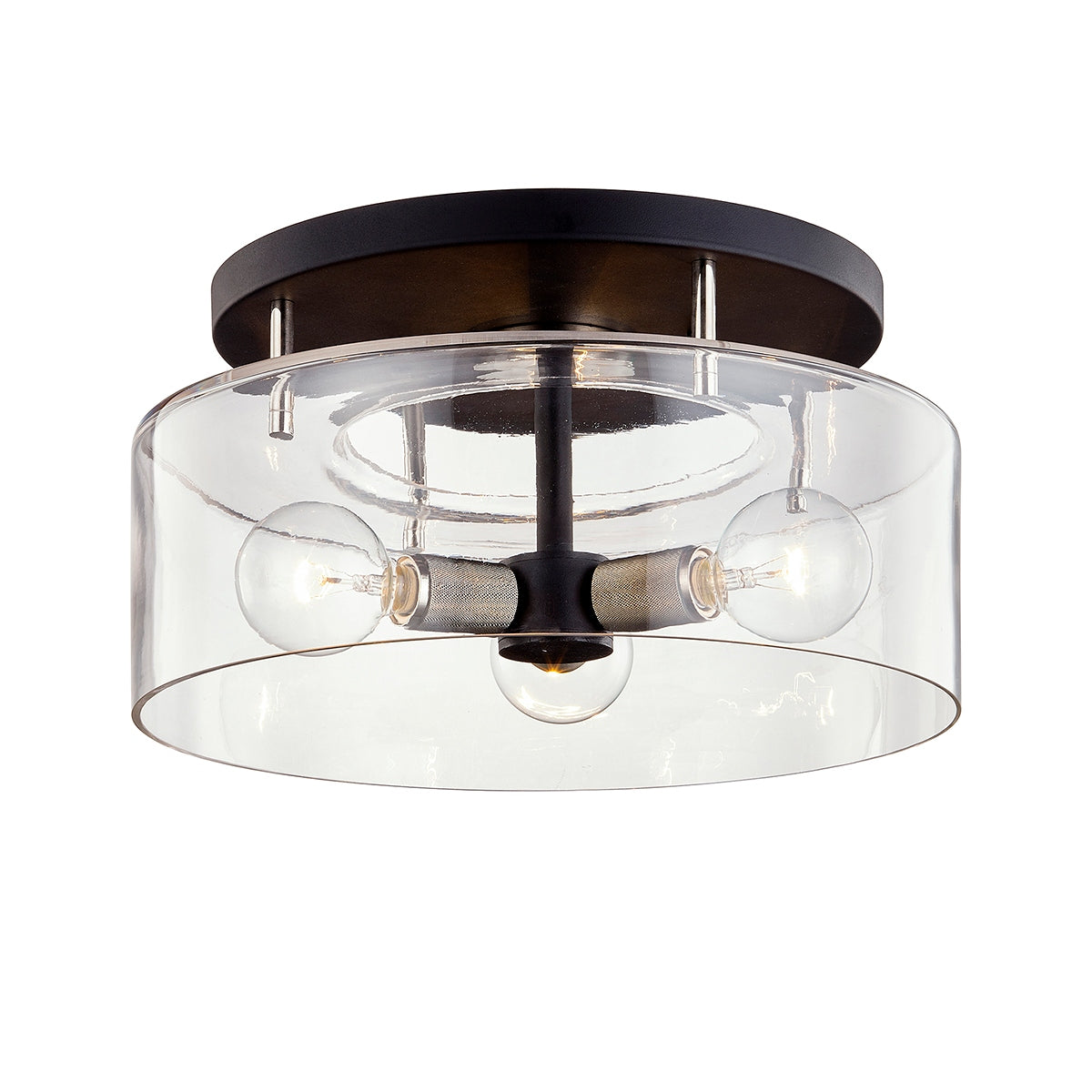Troy Lighting Canada - C7552-TBK/PN - Three Light Semi Flush Mount - Bergamot Station - Textured Black & Polish Nickel