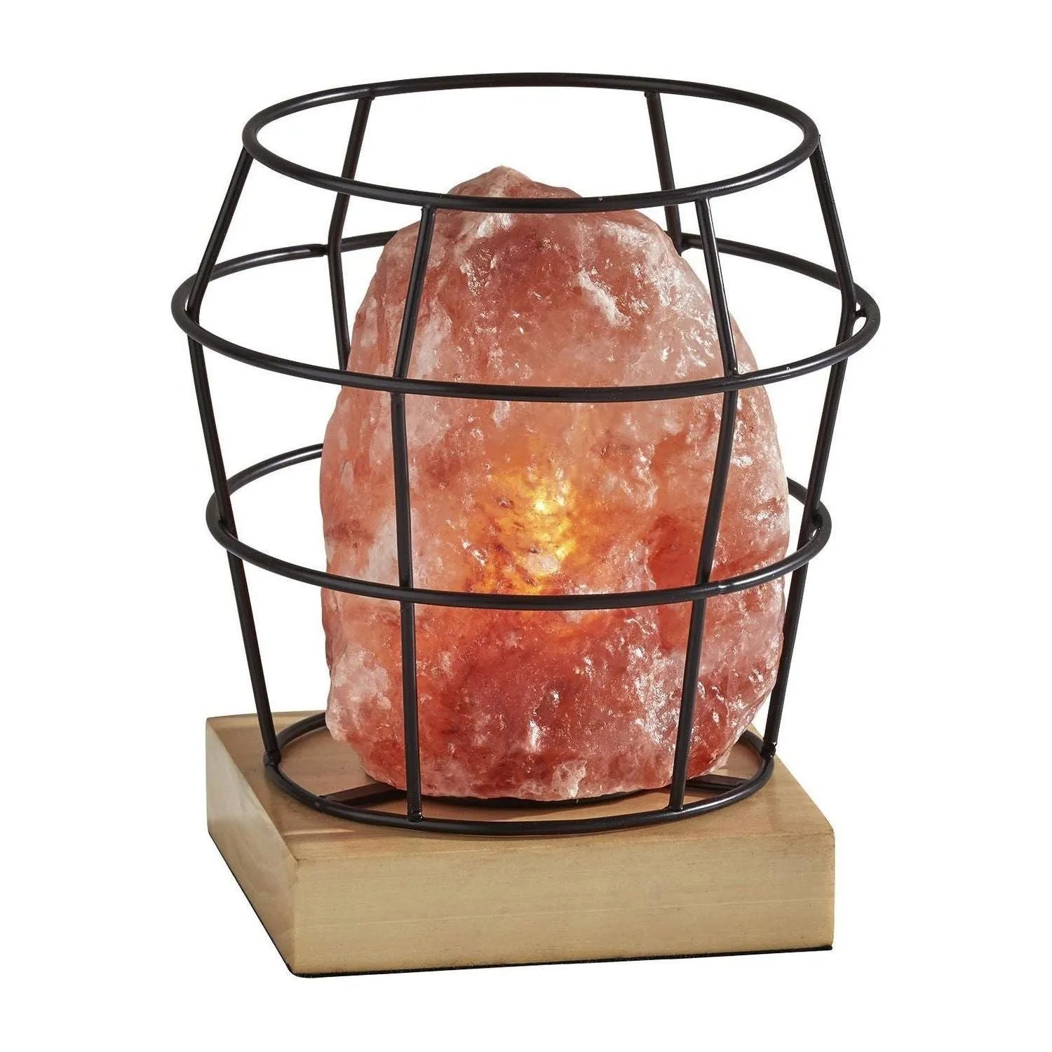 Adesso Home - SL1147-12 - Table Lamp - Faith - Black, Pink Himalayan Salt Rock & Natural Wood