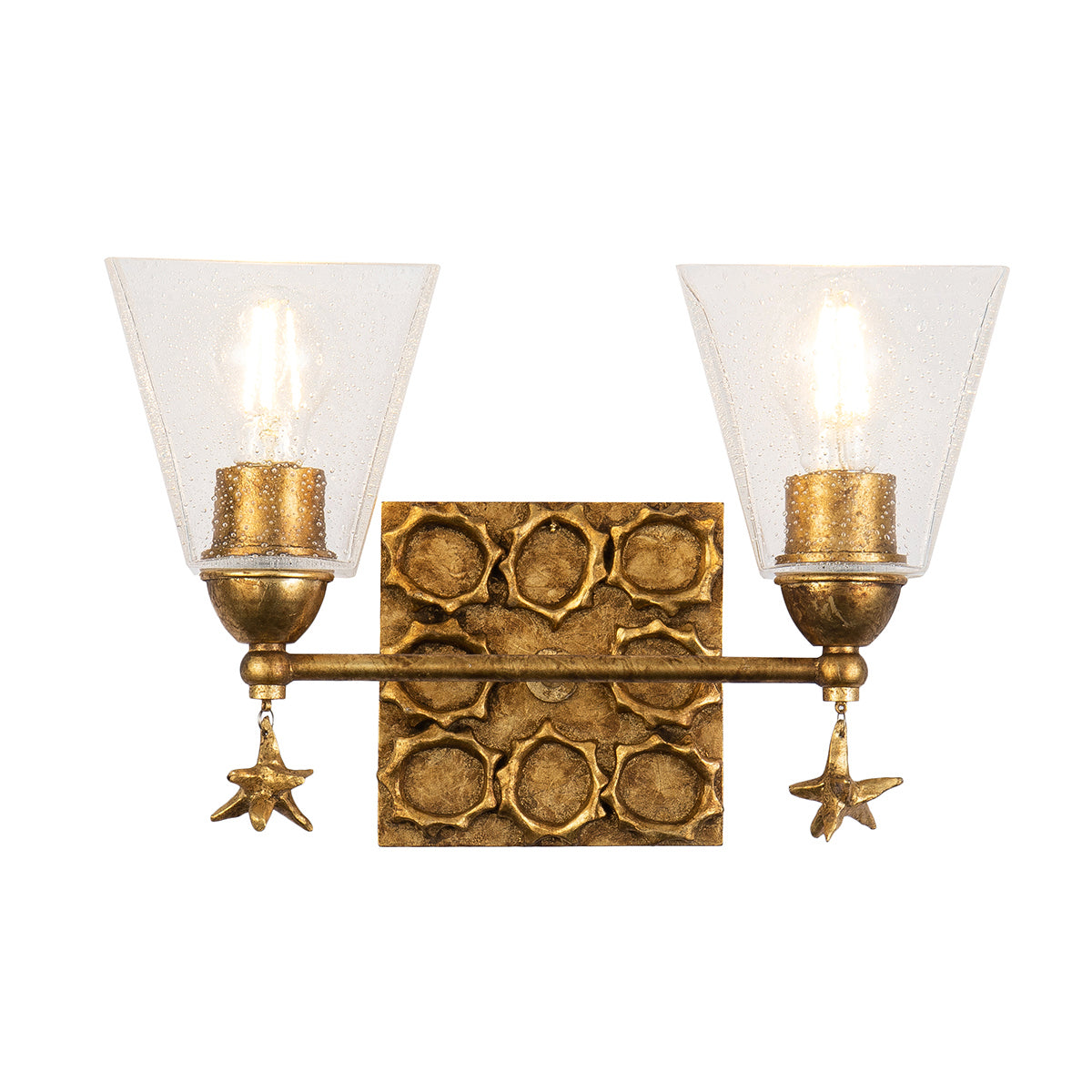 Lucas + McKearn - BB1002G-2 - Applique murale deux lumières - Étoile - Feuille d'or