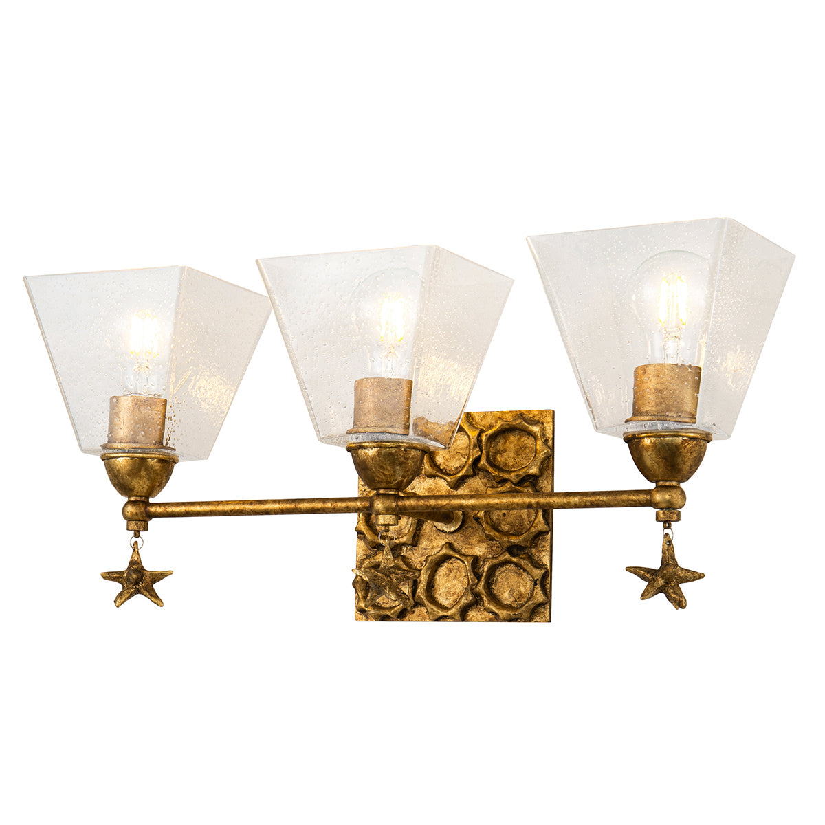 Lucas + McKearn - BB1002G-3 - Applique murale trois lumières - Étoile - Feuille d'or