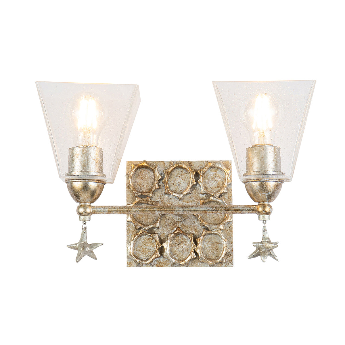 Lucas + McKearn - BB1002S-2 - Applique murale deux lumières - Étoile - Feuille d'argent