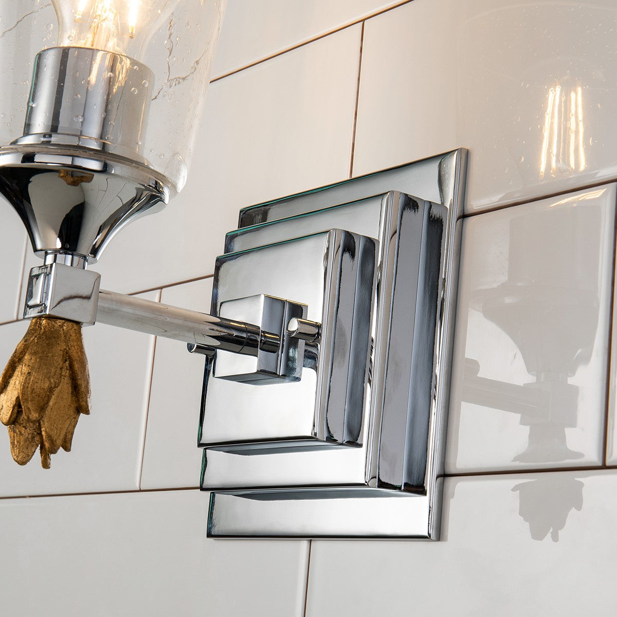 Lucas + McKearn - BB1022PC-1-F1G - One Light Wall Sconce - Vetiver - Polished Chrome