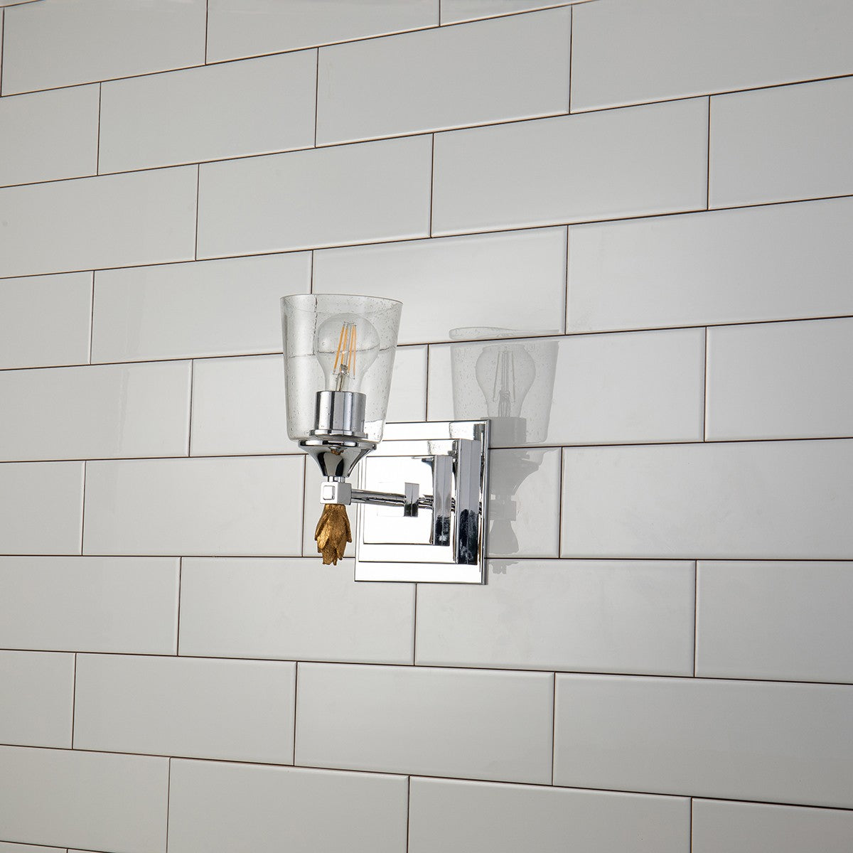 Lucas + McKearn - BB1022PC-1-F1G - One Light Wall Sconce - Vetiver - Polished Chrome