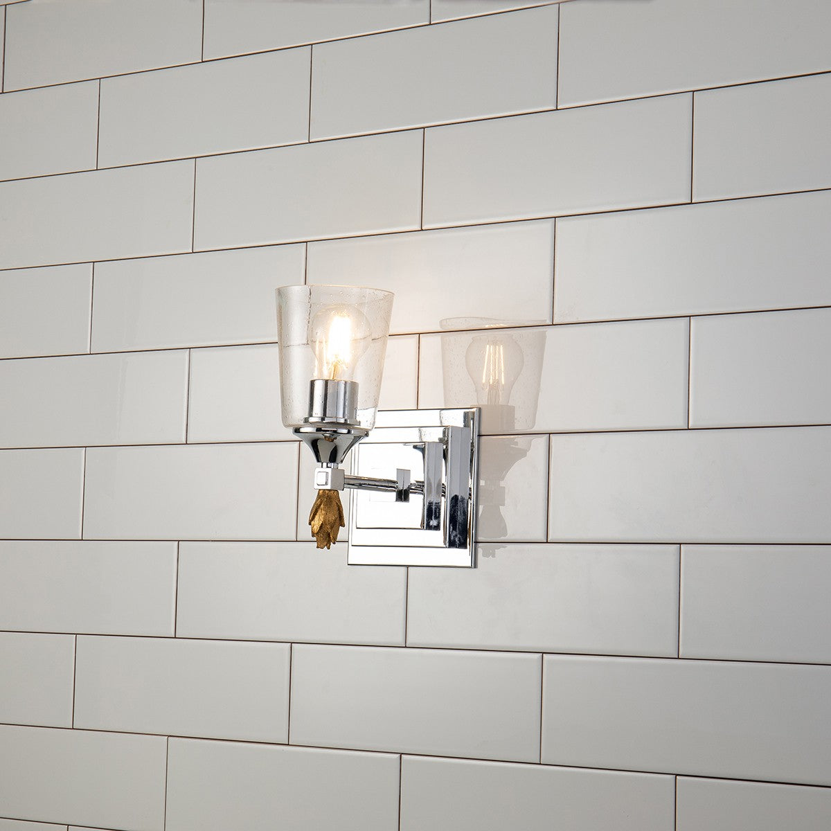 Lucas + McKearn - BB1022PC-1-F1G - One Light Wall Sconce - Vetiver - Polished Chrome