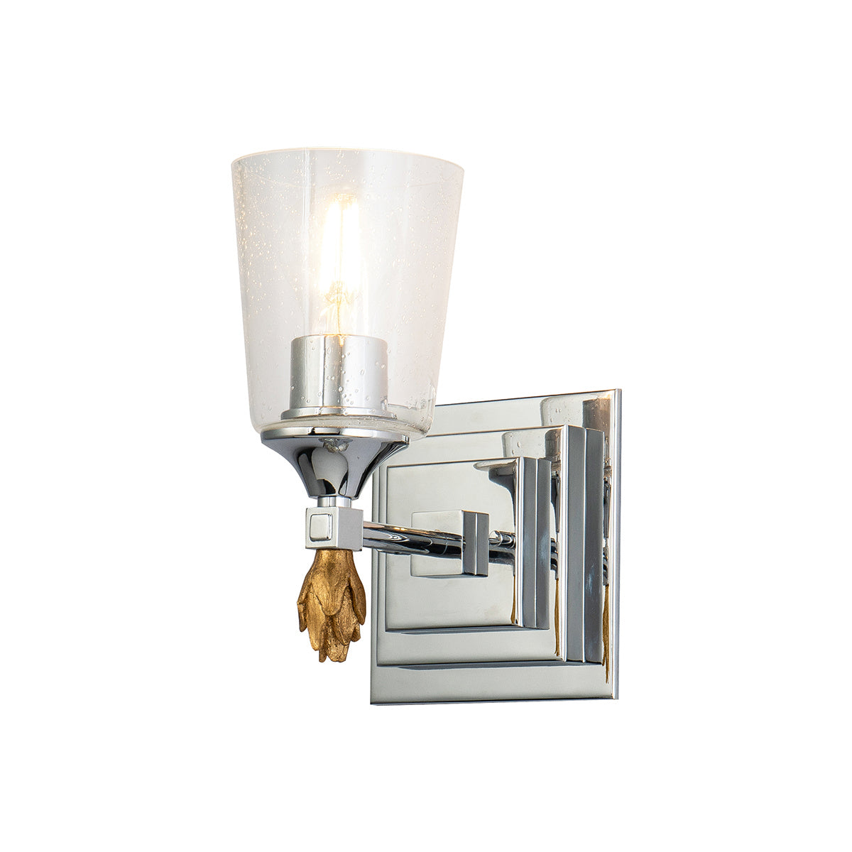 Lucas + McKearn - BB1022PC-1-F1G - One Light Wall Sconce - Vetiver - Polished Chrome