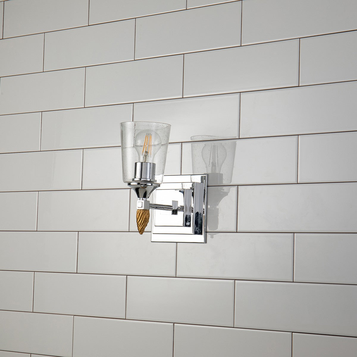 Lucas + McKearn - BB1022PC-1-F2G - One Light Wall Sconce - Vetiver - Polished Chrome