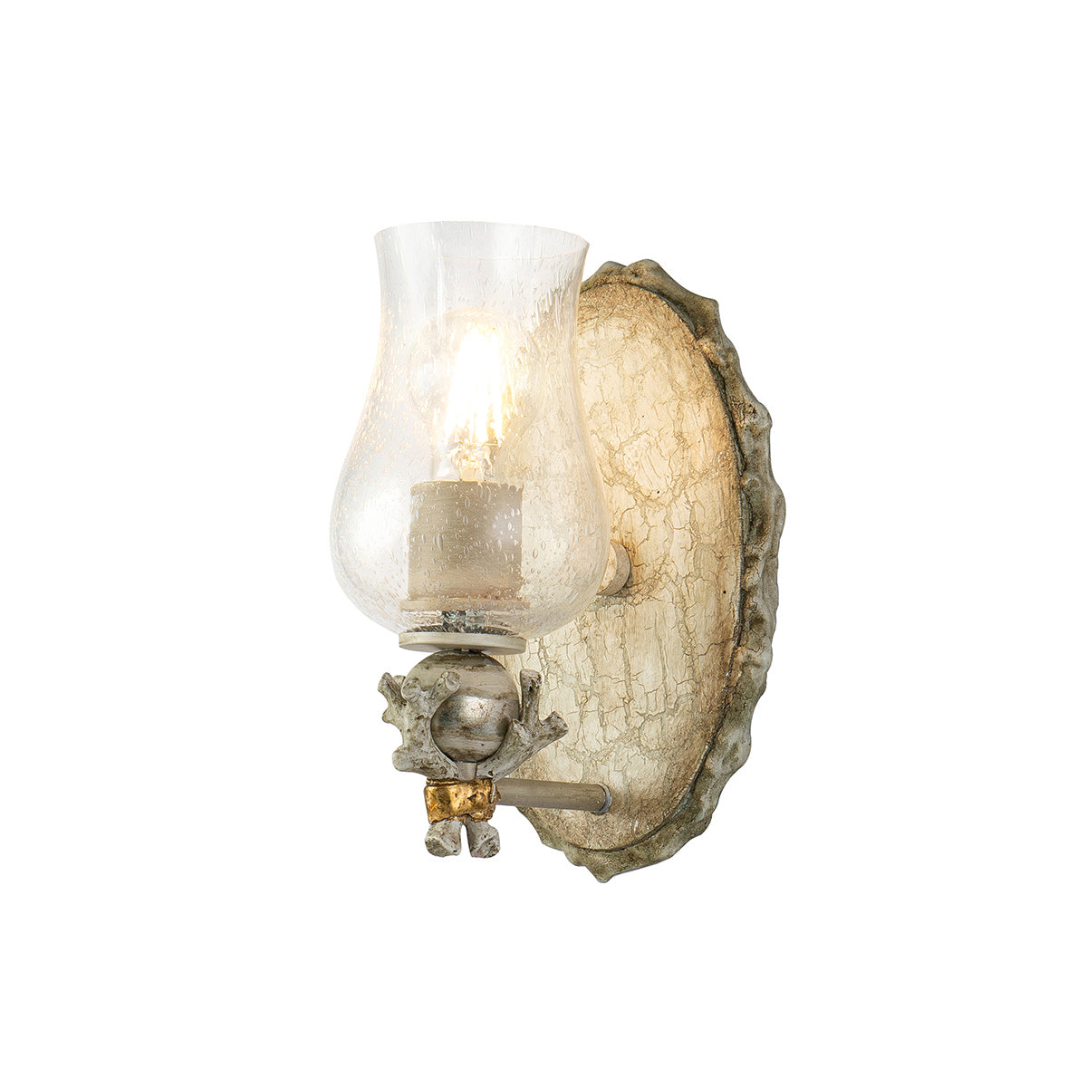 Lucas + McKearn - BB1238-1 - One Light Wall Sconce - Trellis - Hand-Painted W/Putty Patina/Silver Leaf Orb