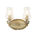 Lucas + McKearn - BB1238-2 - Two Light Vanity - Trellis - Hand-Painted W/Putty Patina/Silver Leaf Orb