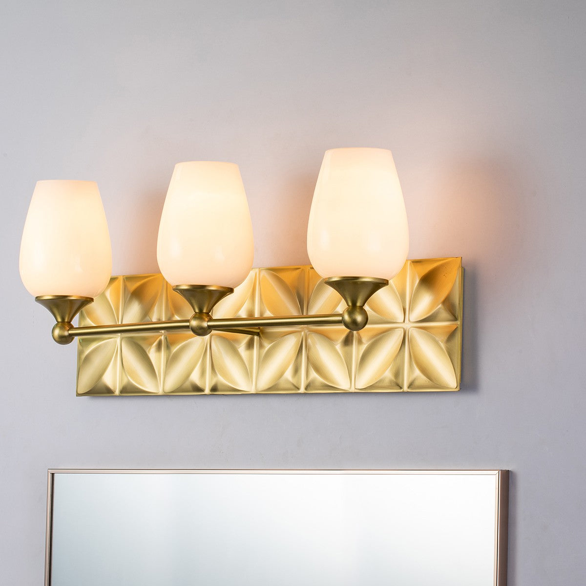 Lucas + McKearn - BB1300AGB-3 - Three Light Vanity - Epsilon - Aged Brass