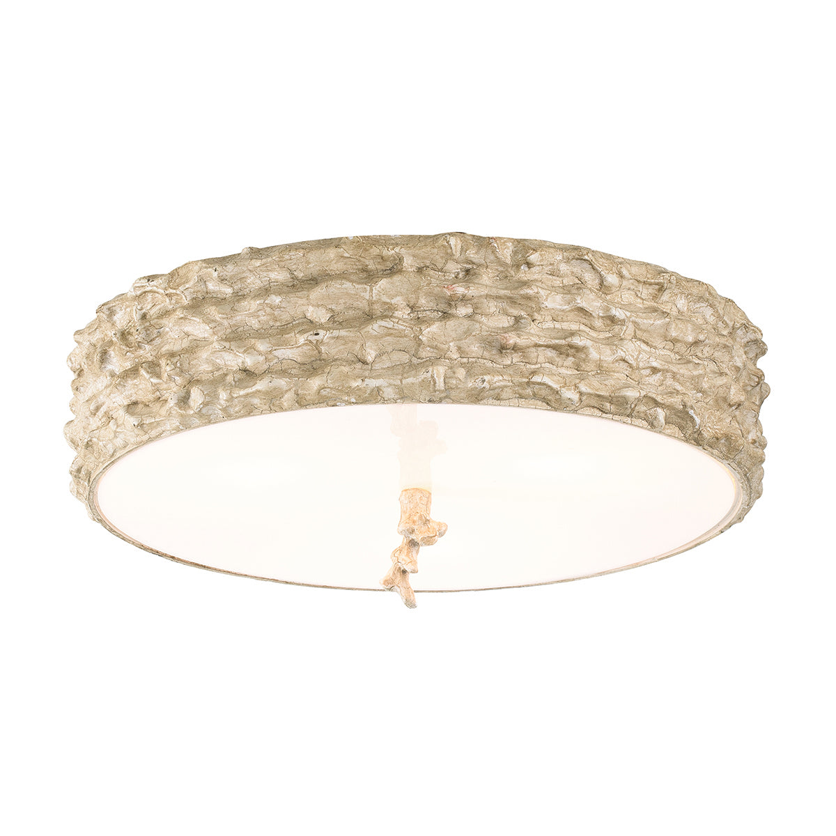 Lucas + McKearn - FM1238-16 - Three Light Flush Mount - Trellis - Hand-Painted W/Putty Patina/Silver Leaf Orb