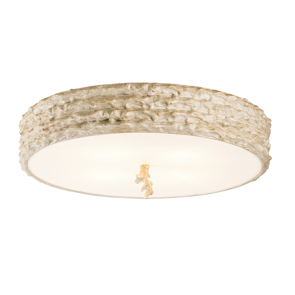 Lucas + McKearn - FM1238-20 - Three Light Flush Mount - Trellis - Hand-Painted W/Putty Patina/Silver Leaf Orb