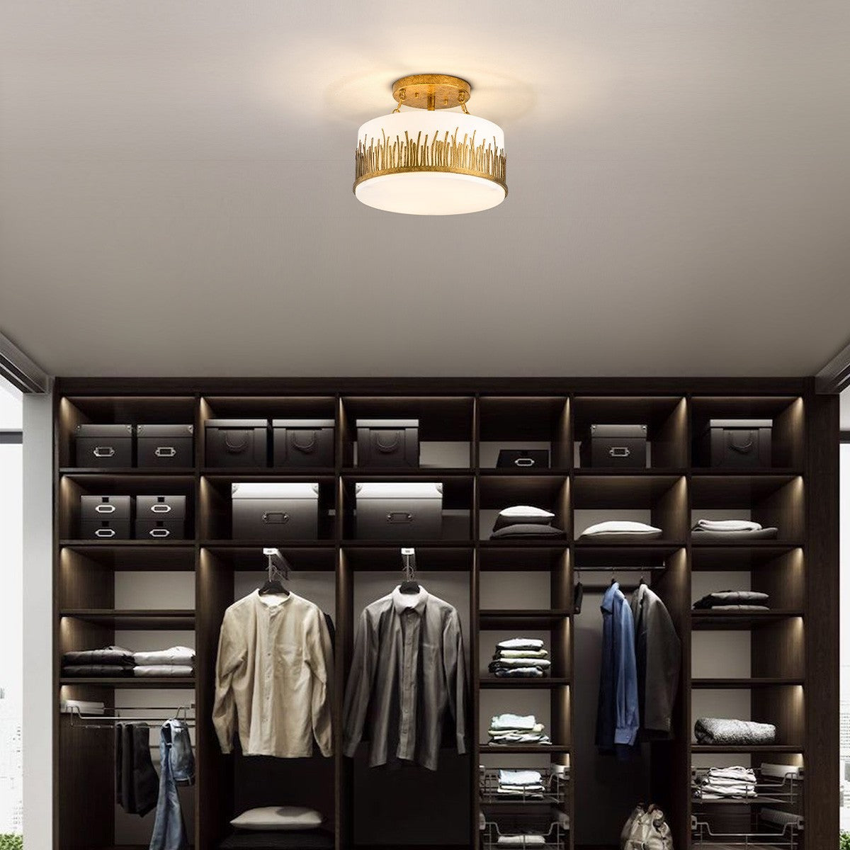 Lucas + McKearn - FM90610G-15 - Three Light Semi-Flush Mount - Sawgrass - Gold