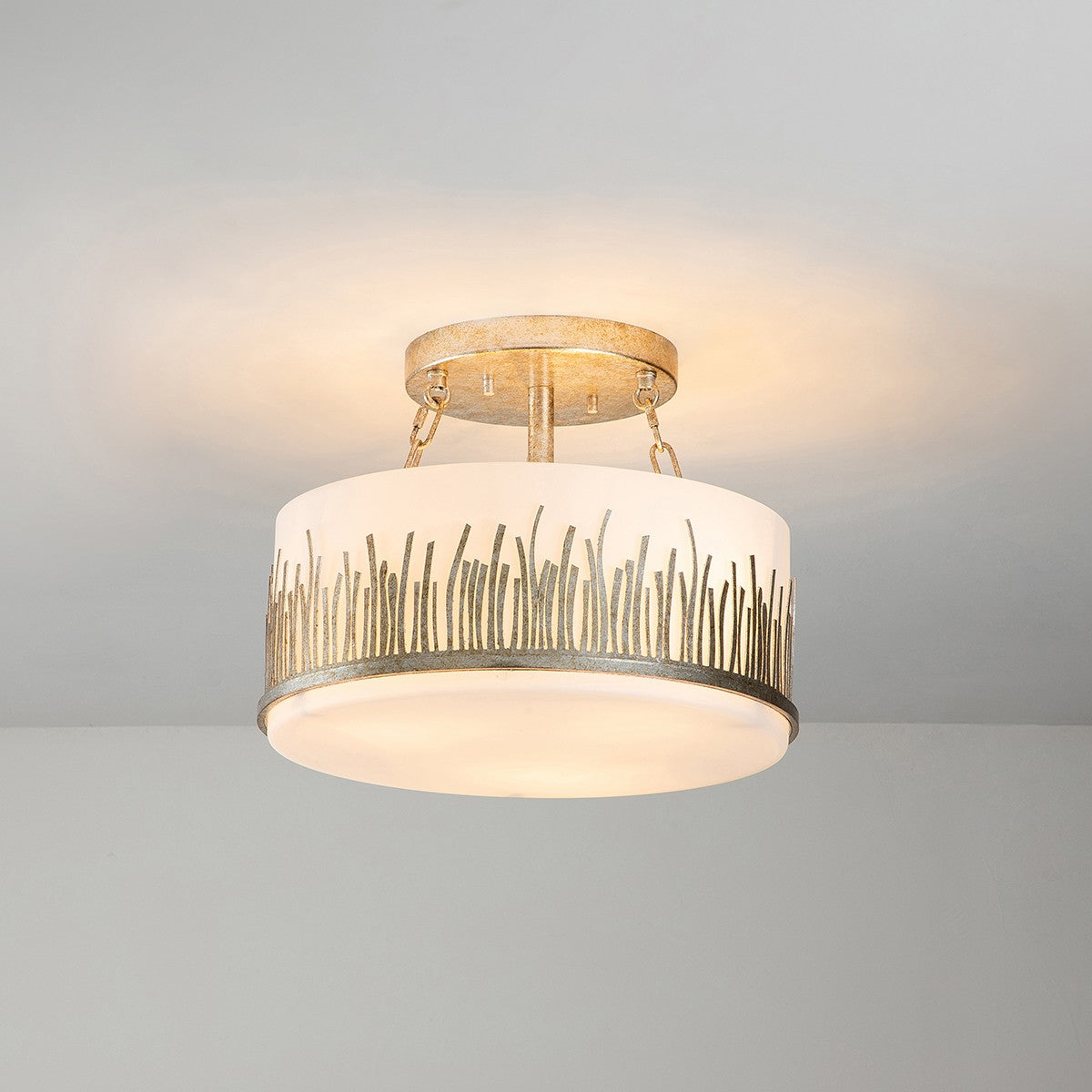 Lucas + McKearn - FM90610S-15 - Three Light Semi-Flush Mount - Sawgrass - Silver