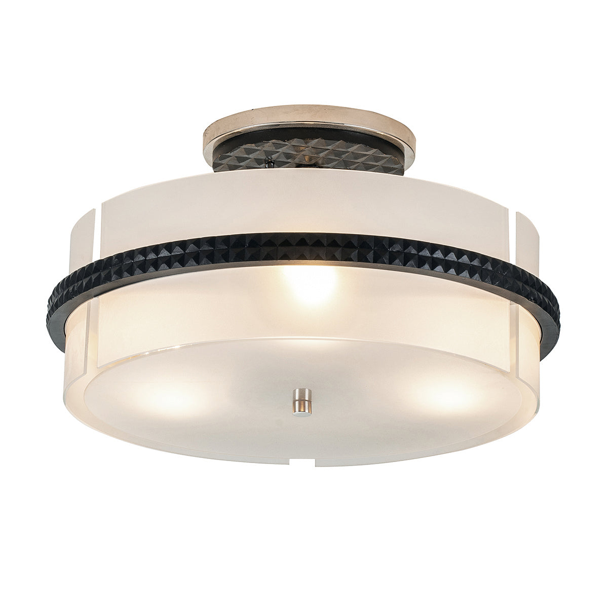 Lucas + McKearn - FM91598PC-16 - Three Light Semi-Flush Mount - Mazant - Matte Black/Polished Chrome
