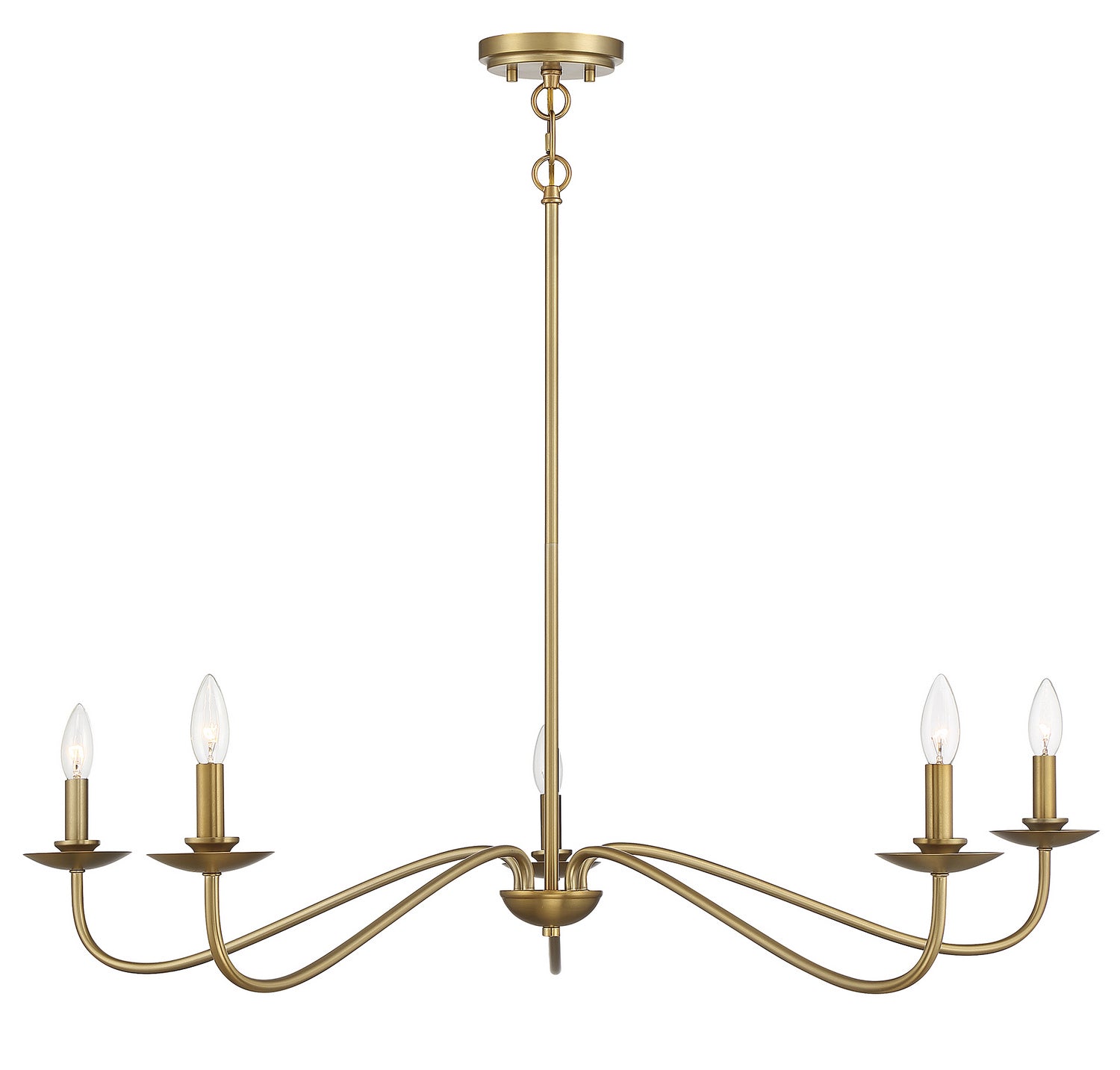 Meridian M10085NB Five Light Chandelier in Natural Brass