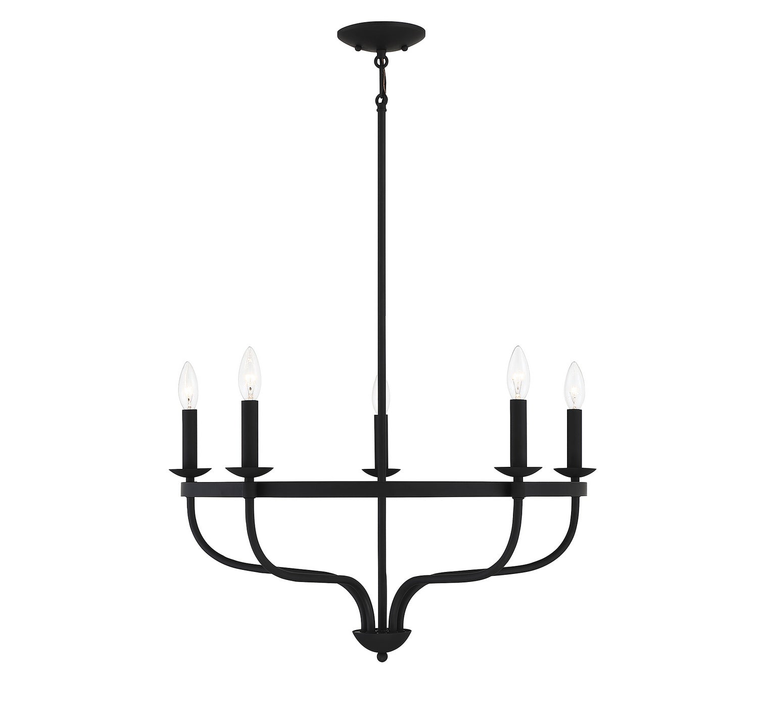 Meridian M10087MBK Five Light Chandelier in Matte Black