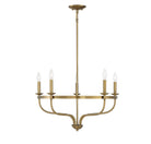 Meridian M10087NB Five Light Chandelier in Natural Brass