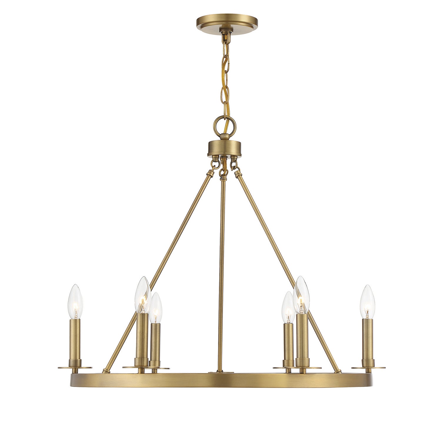 Meridian M10093NB Six Lumières Suspendu en laiton naturel