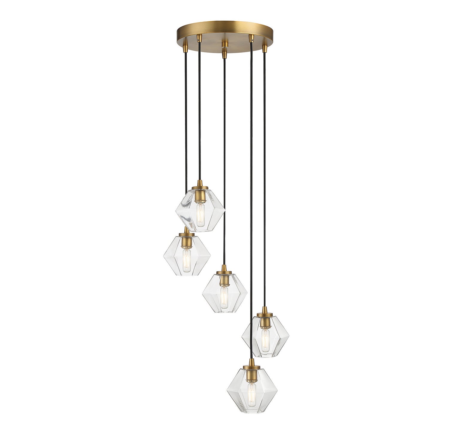 Meridian M10095NB Five Light Chandelier in Natural Brass