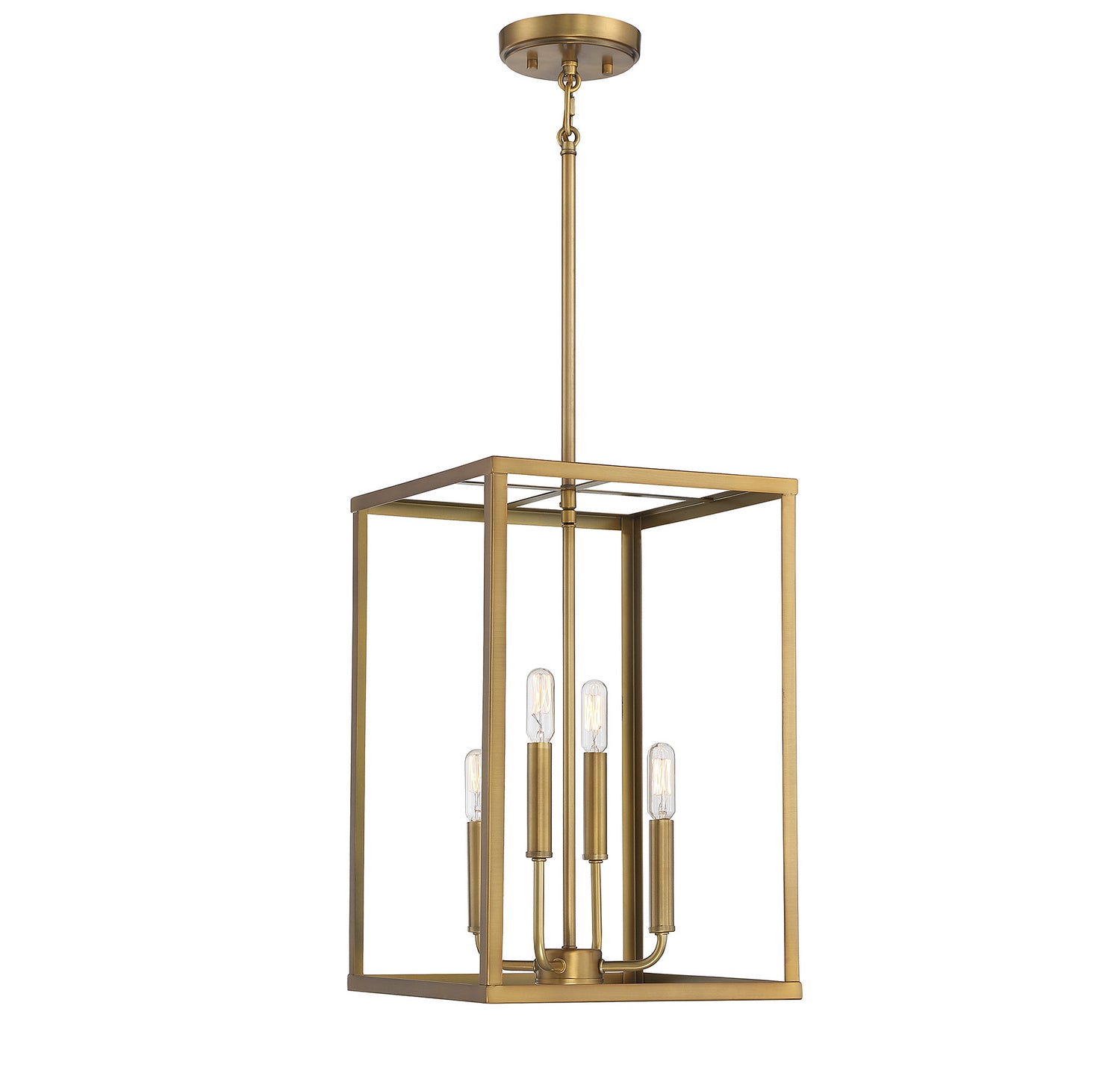Meridian M30008NB Four Light Pendant in Natural Brass