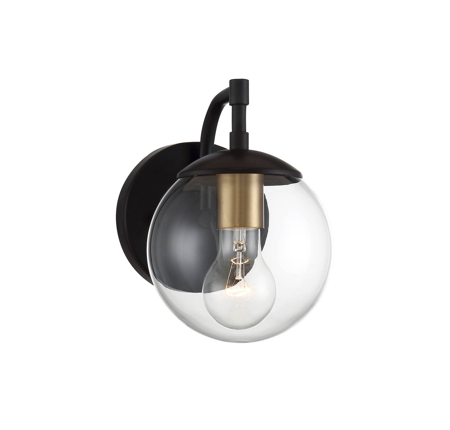 Meridian M50033ORBNB One Light Outdoor Wall Sconce in Oil Rubbed Bronze with Natural Brass