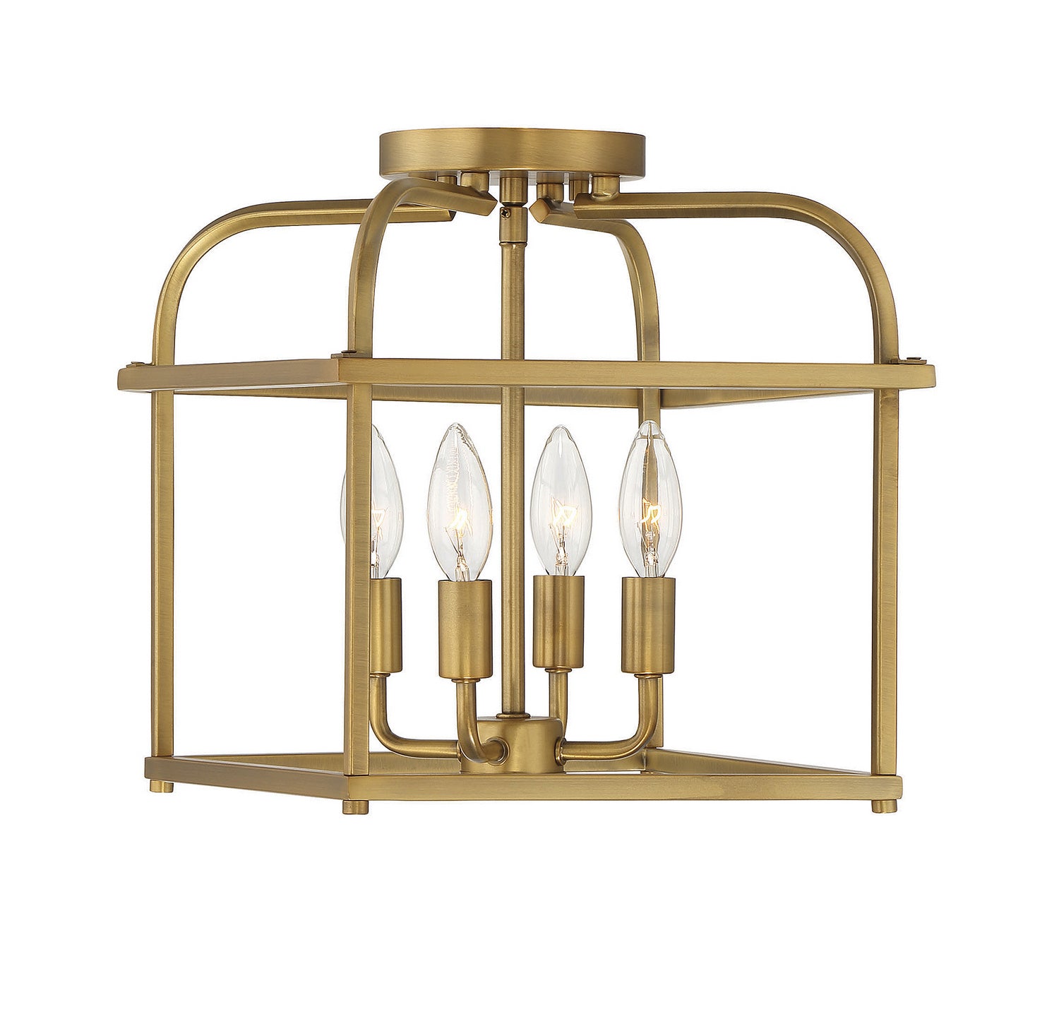 Meridian M60061NB Quatre Lumières Semi-Plafonnier en laiton naturel